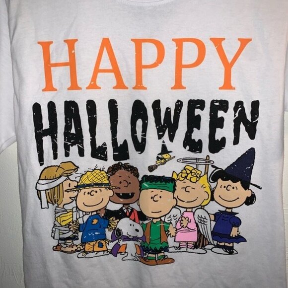 Peanuts Happy Halloween Character Graphic Unisex Tee Size Small - Picture 2 of 6